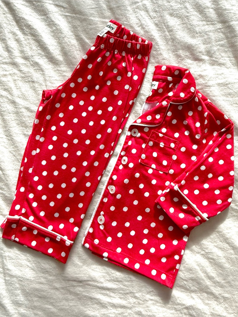 Hatley Red and White Polka Dot Button Down Relaxed Fit Pajamas set size 2